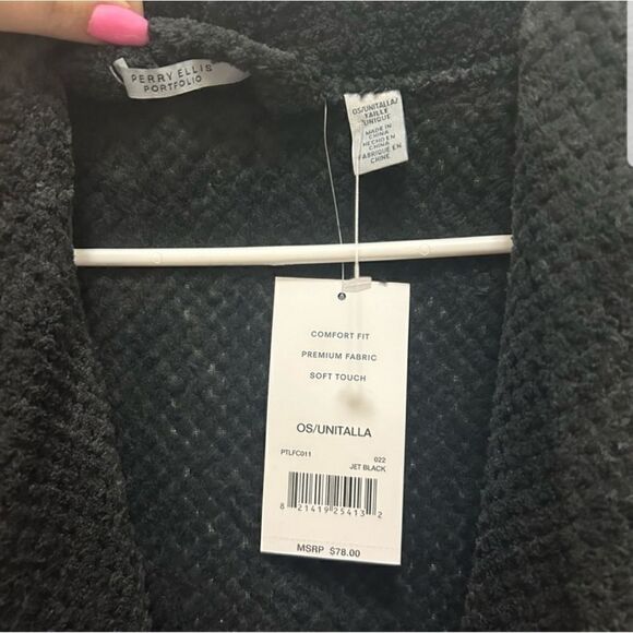 NWT Perry Ellis Portfolio Textured Fleece Robe - Picture 3 of 5